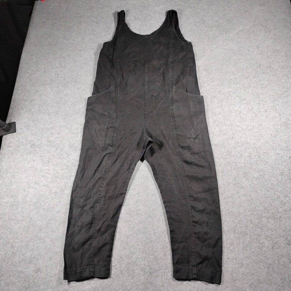 Elizabeth Suzann Women Black Mara Linen Jumpsuit Romper Size XS-S Overalls